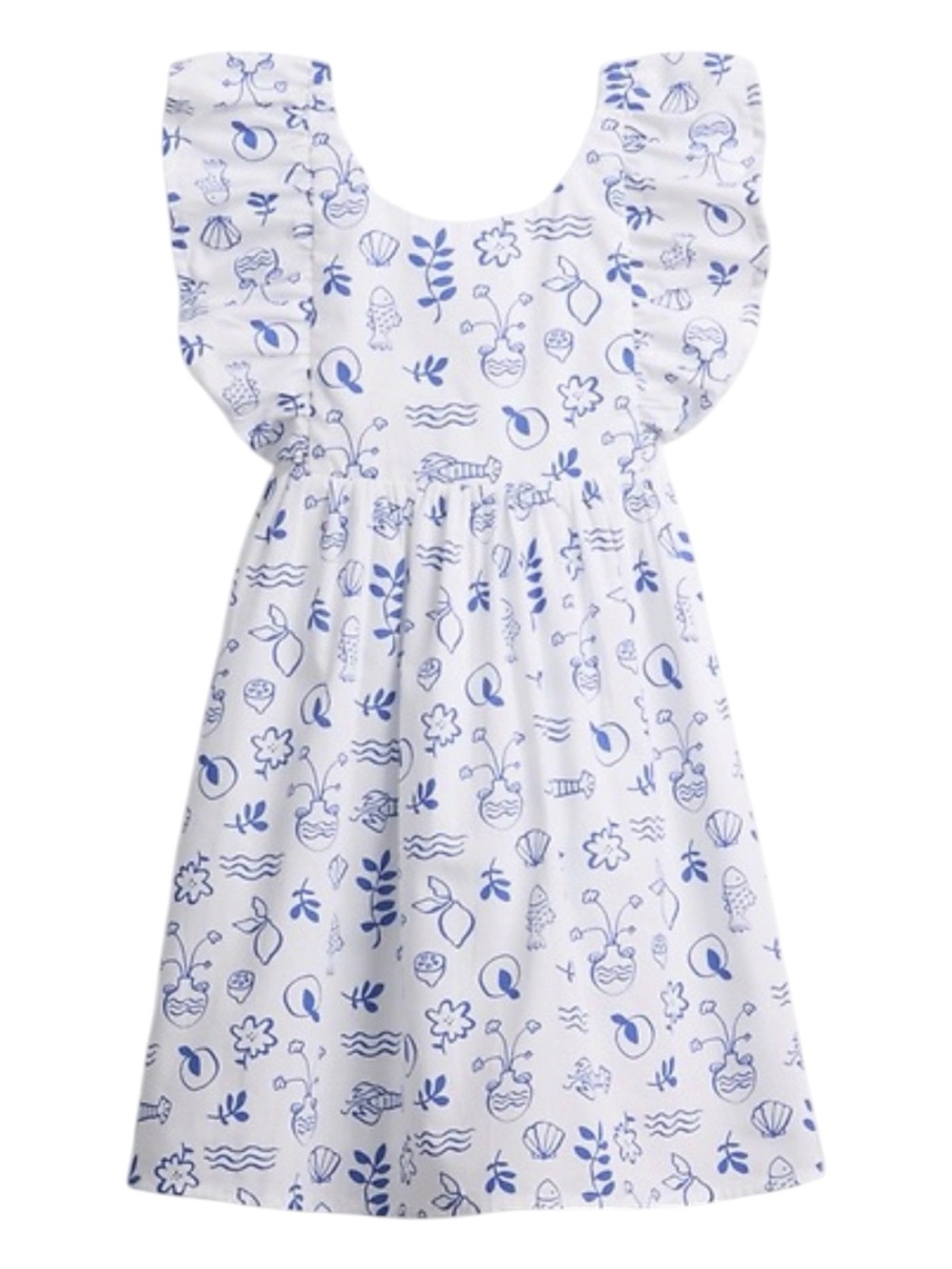 babyGap Poplin Ruffle Dress Toddler Girl Summer Cotton Lightweight Preppy, Sz 3T